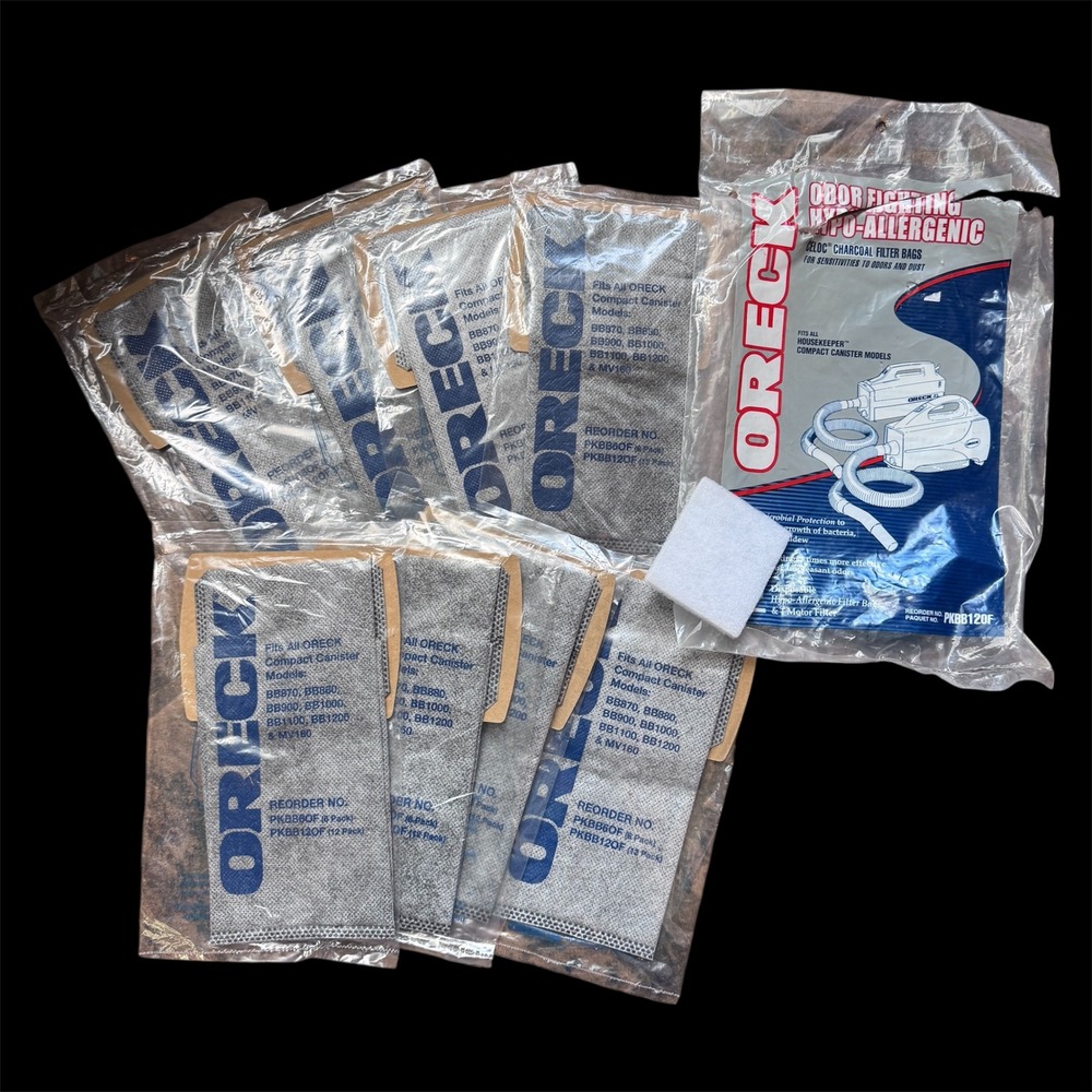 Oreck PKBB120F Charcoal Vacuum Bags 8 Pack Hypo Allergen BB1200 BB870